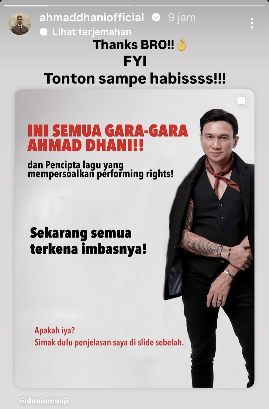 Anji Bela Ahmad Dhani dari Tudingan Biang Kerok Kisruh Royalti Musik