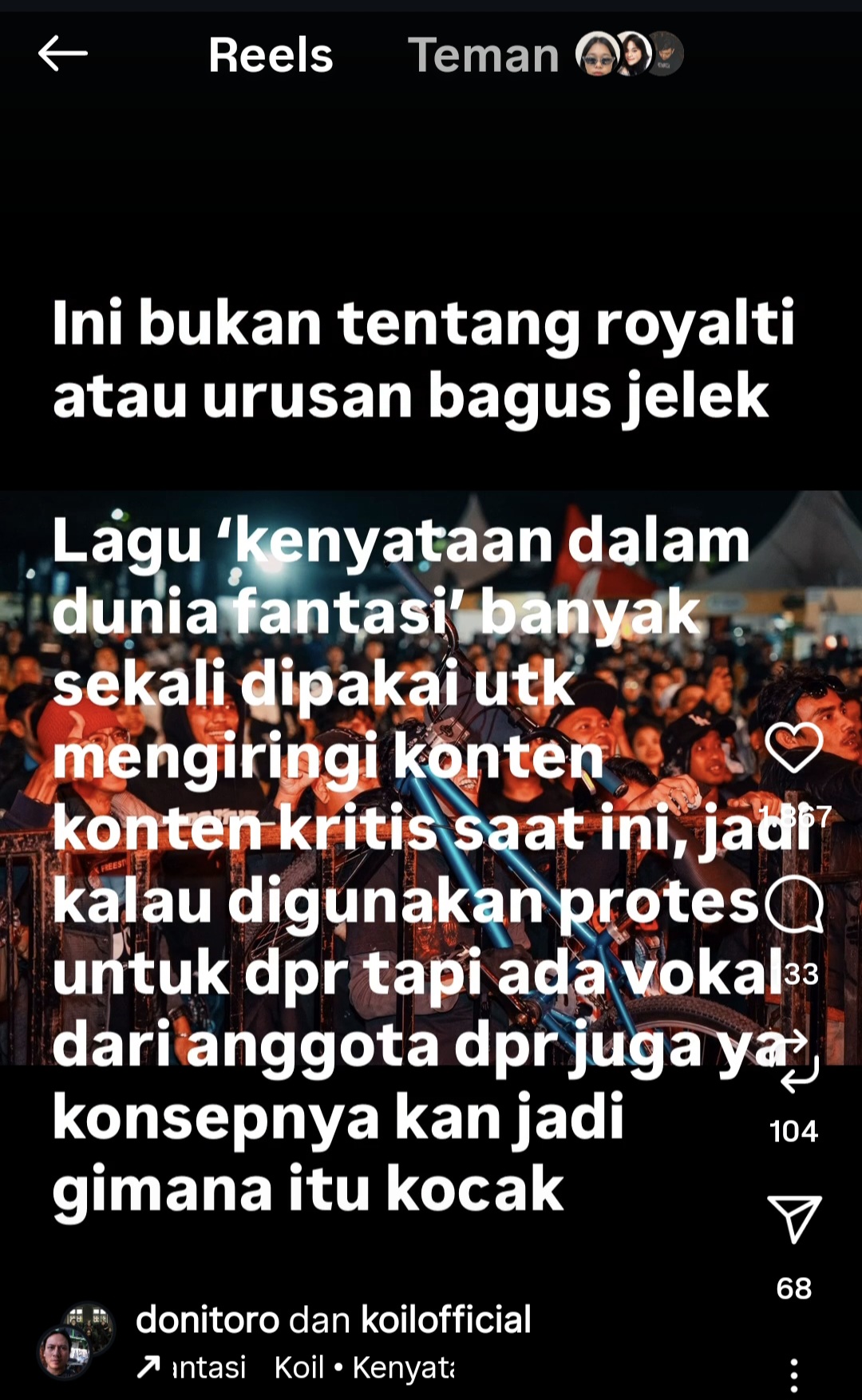 Kritik DPR, Gitaris Koil Larang Warganet Putar Lagu Kolaborasi Mereka Bersama Ahmad Dhani