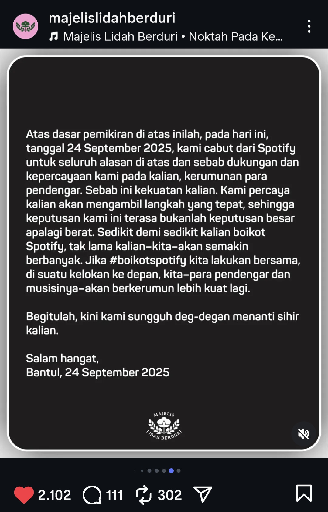 Majelis Lidah Berduri Cabut Seluruh Katalog Musik dari Spotify, Ini Alasannya