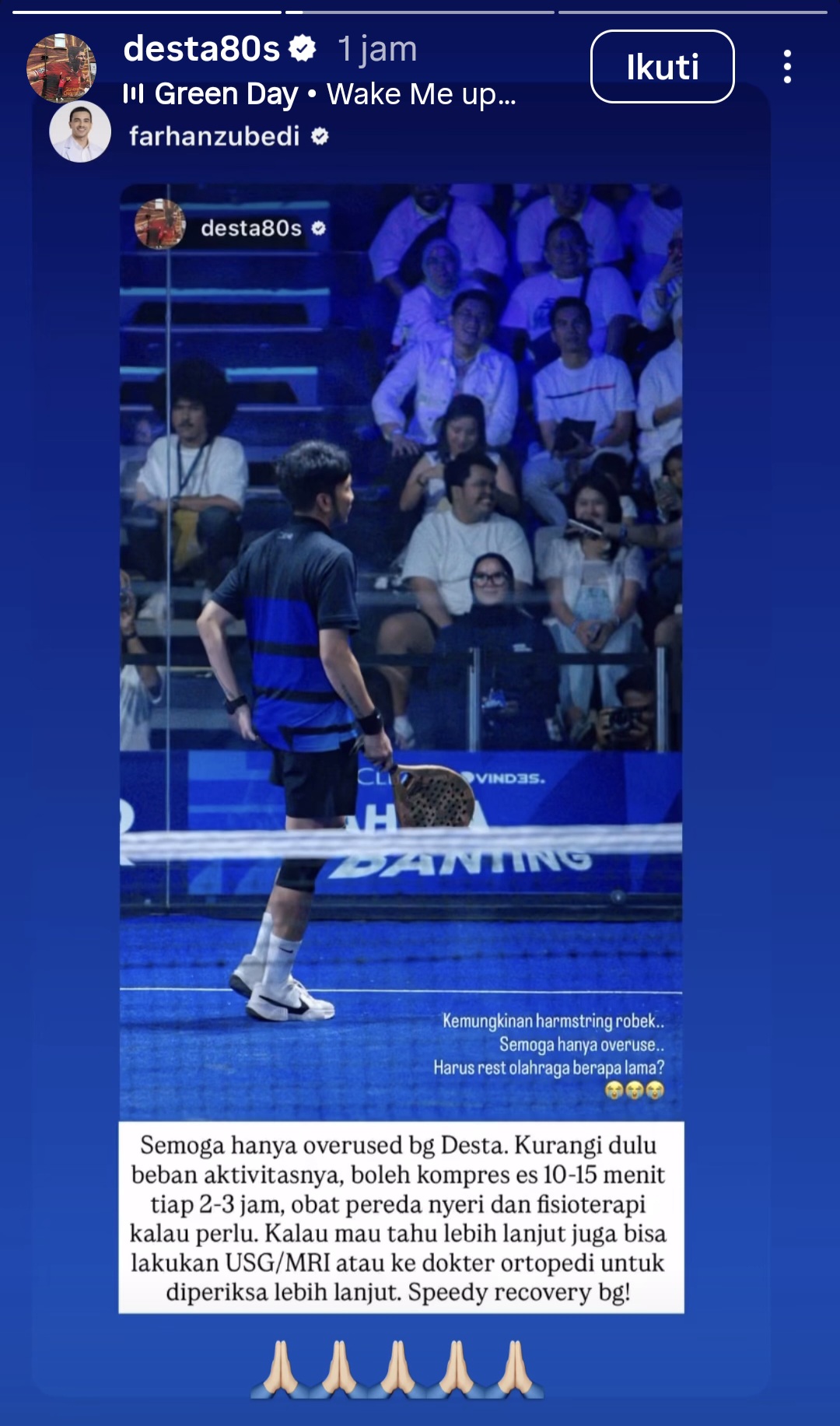 Desta Cedera Usai Main Padel di Acara Vindes