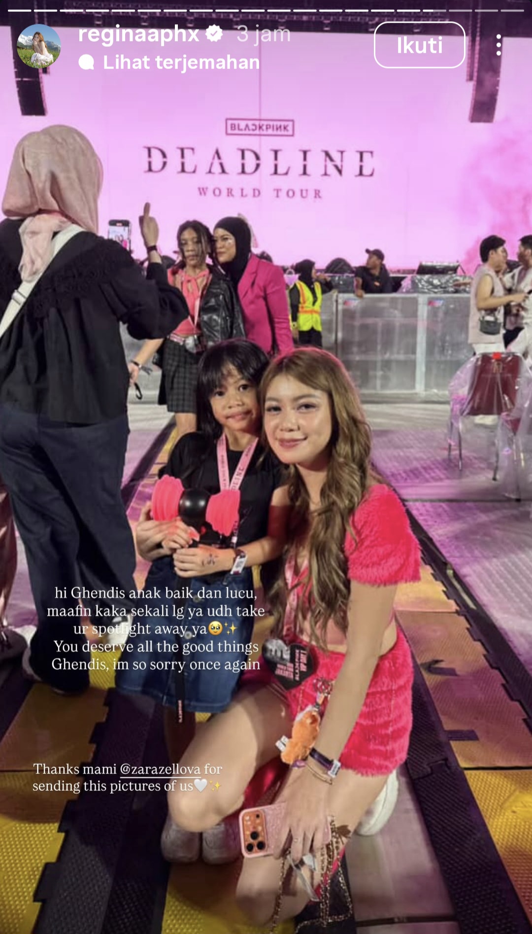 Viral Sorobot Fans Cilik di Konser Blackpink, Regina Phoenix Minta Maaf: Aku Egois