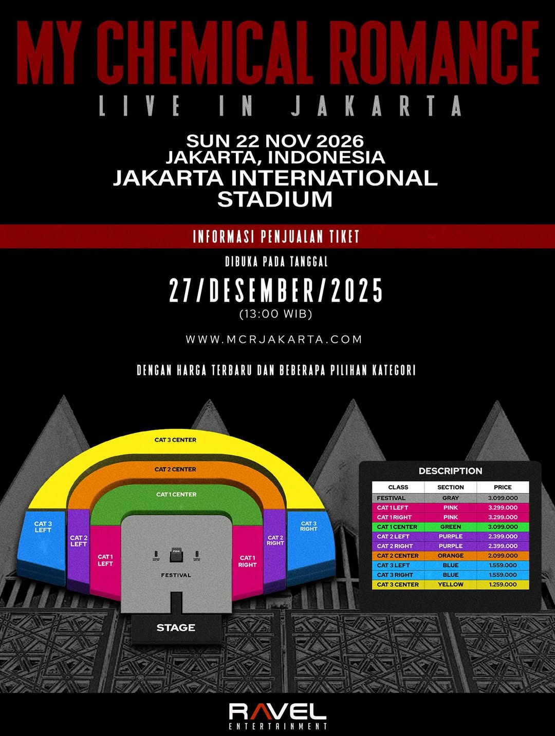 My Chemical Romance Tetap Konser di Jakarta 2026, Ini Jadwal dan Harga Tiketnya