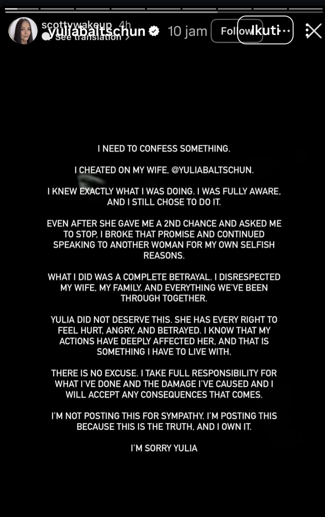 Yulia Baltschun Bongkar Perselingkuhan Suami, Ternyata Bukan Pertama Kali