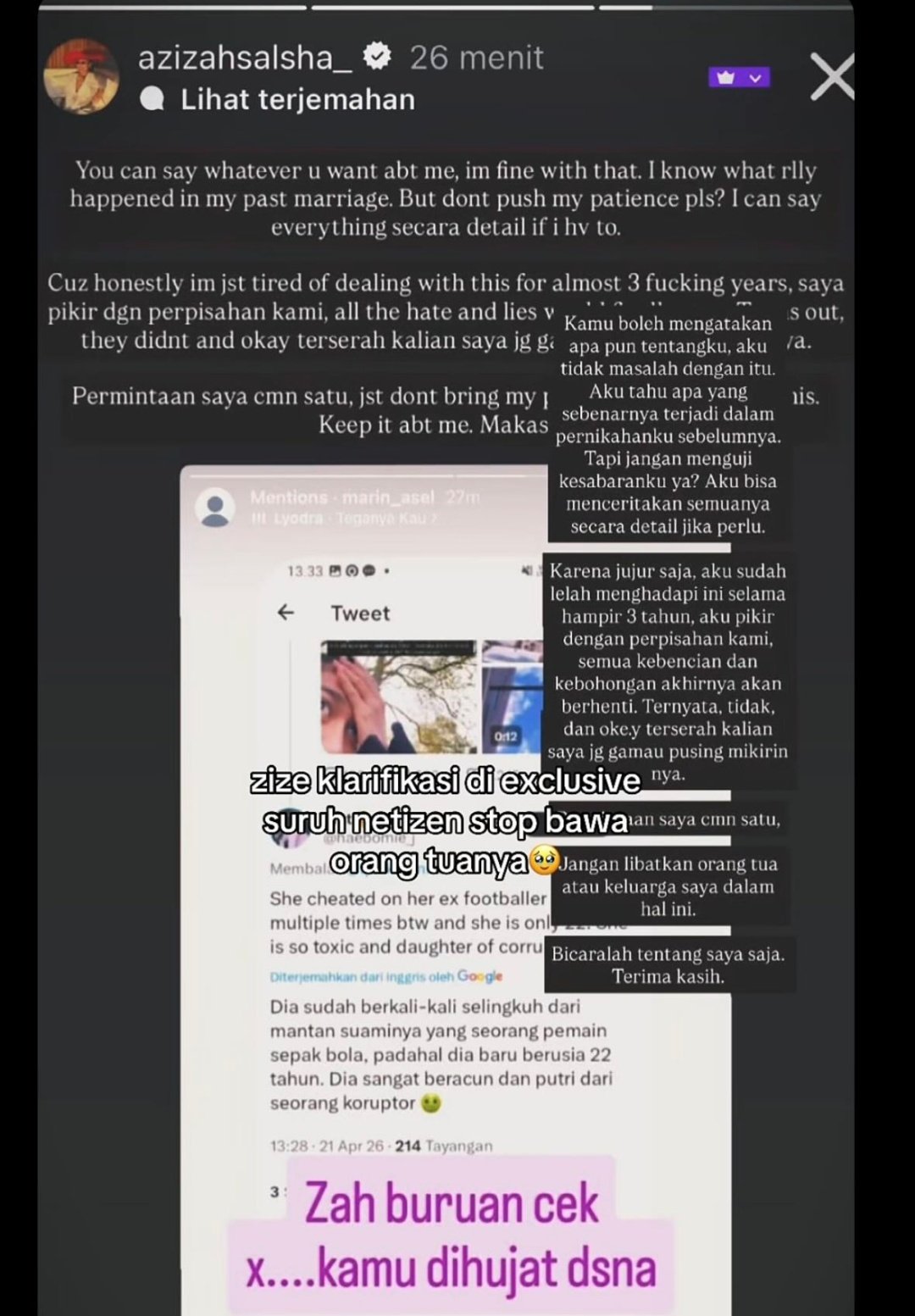 Azizah Salsha Minta Warganet Berhenti Ungkit Pernikahannya dengan Pratama Arhan