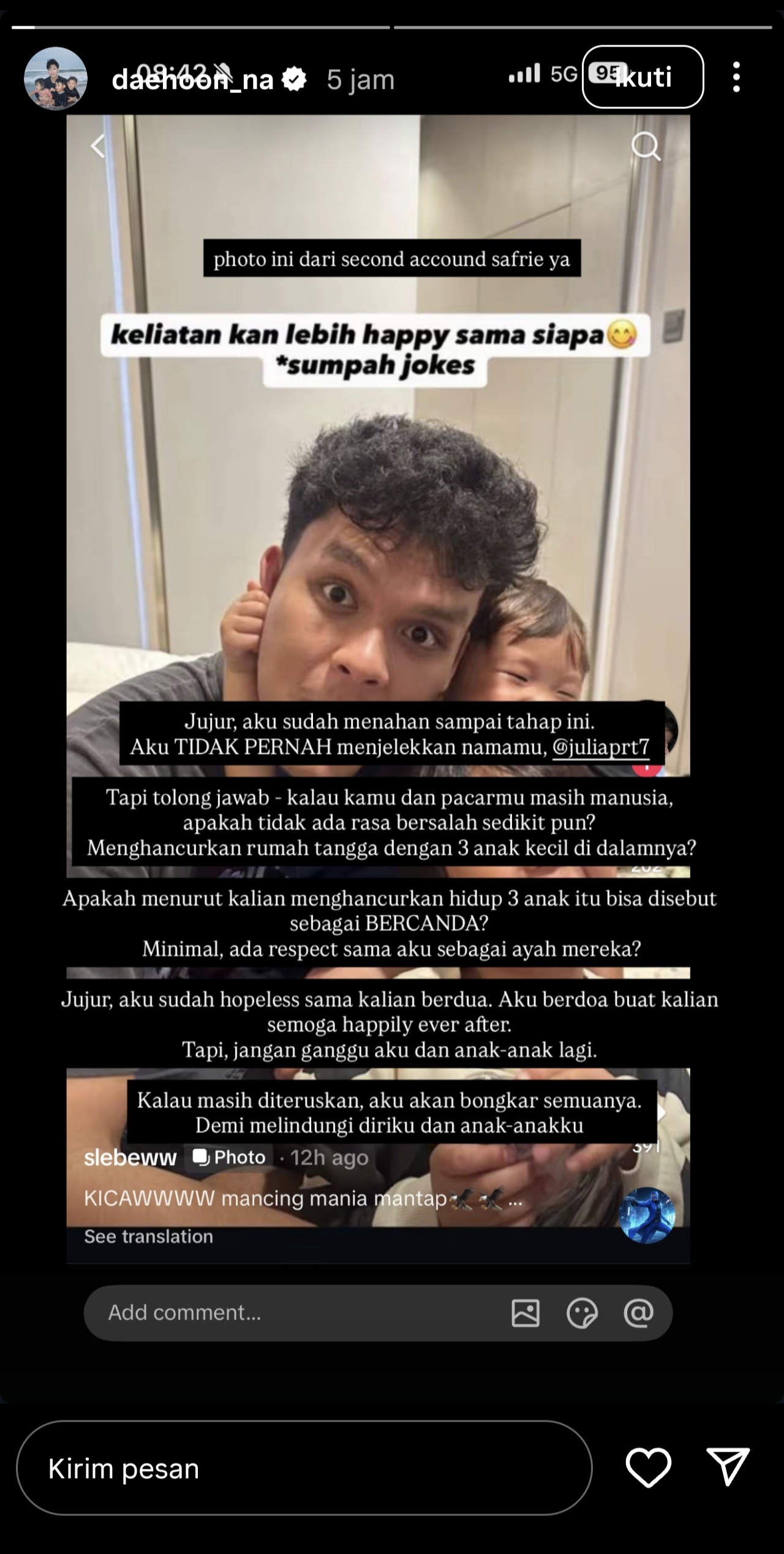 Keterlaluan! Na Daehoon Marah Anak-anaknya Dijadikan Candaan Jule dan Safrie