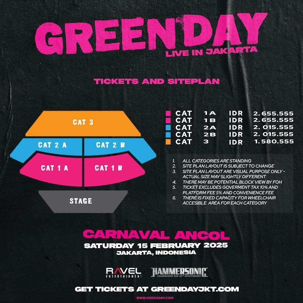 Harga Tiket Konser Green Day di Indonesia!