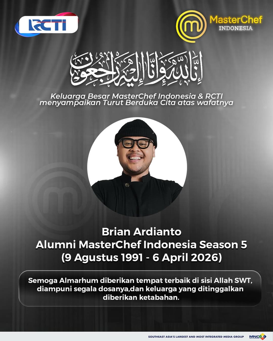 Brian Ardianto MasterChef Indonesia Season 5 Meninggal Dunia