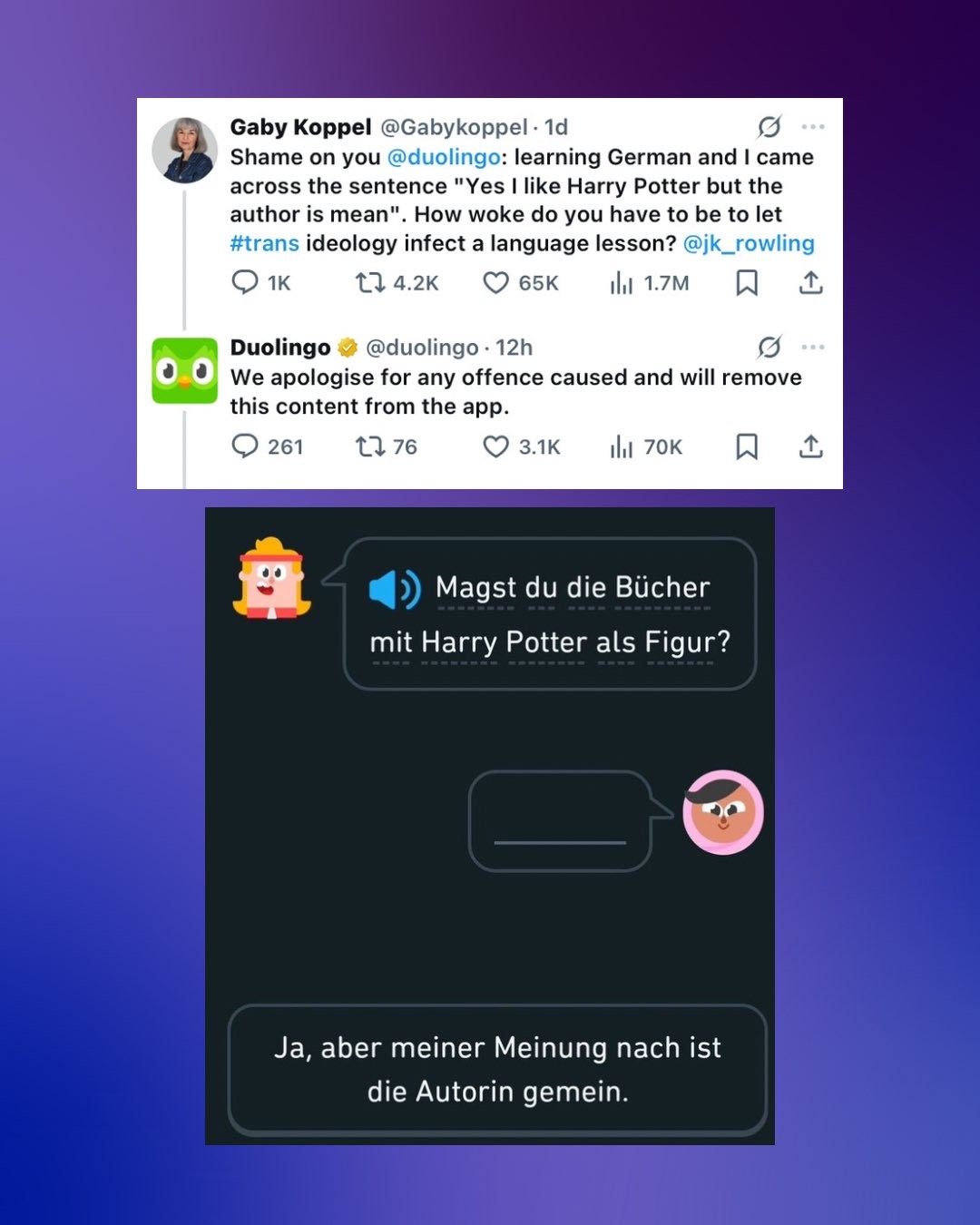 Sebut J.K. Rowling Kejam dalam Materi Belajar, Duolingo Minta Maaf