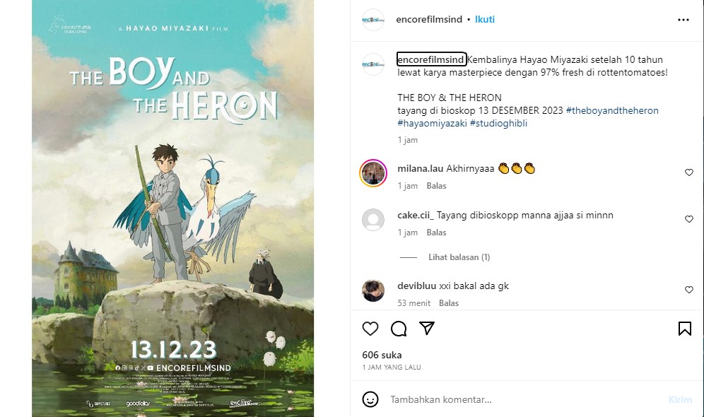 Resmi, Film The Boy and The Heron Tayang di Indonesia, Catat Tanggalnya
