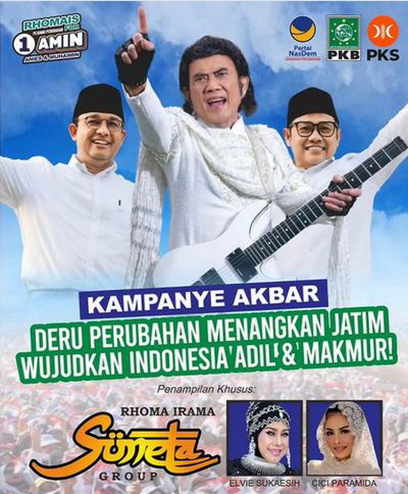 Rhoma Irama Ramaikan Kampanye Akbar Anies-Muhaimin di Jawa Timur