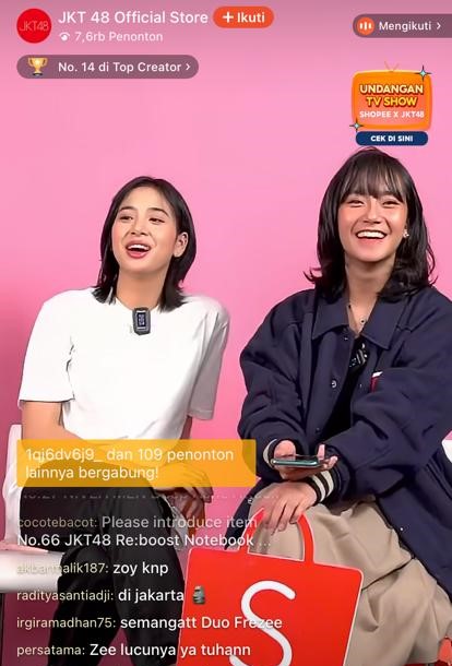 Intip Kemeriahan Sesi Live Perdana Zee dan Freya di Shopee Live! Ada Undangan Nonton Langsung JKT48