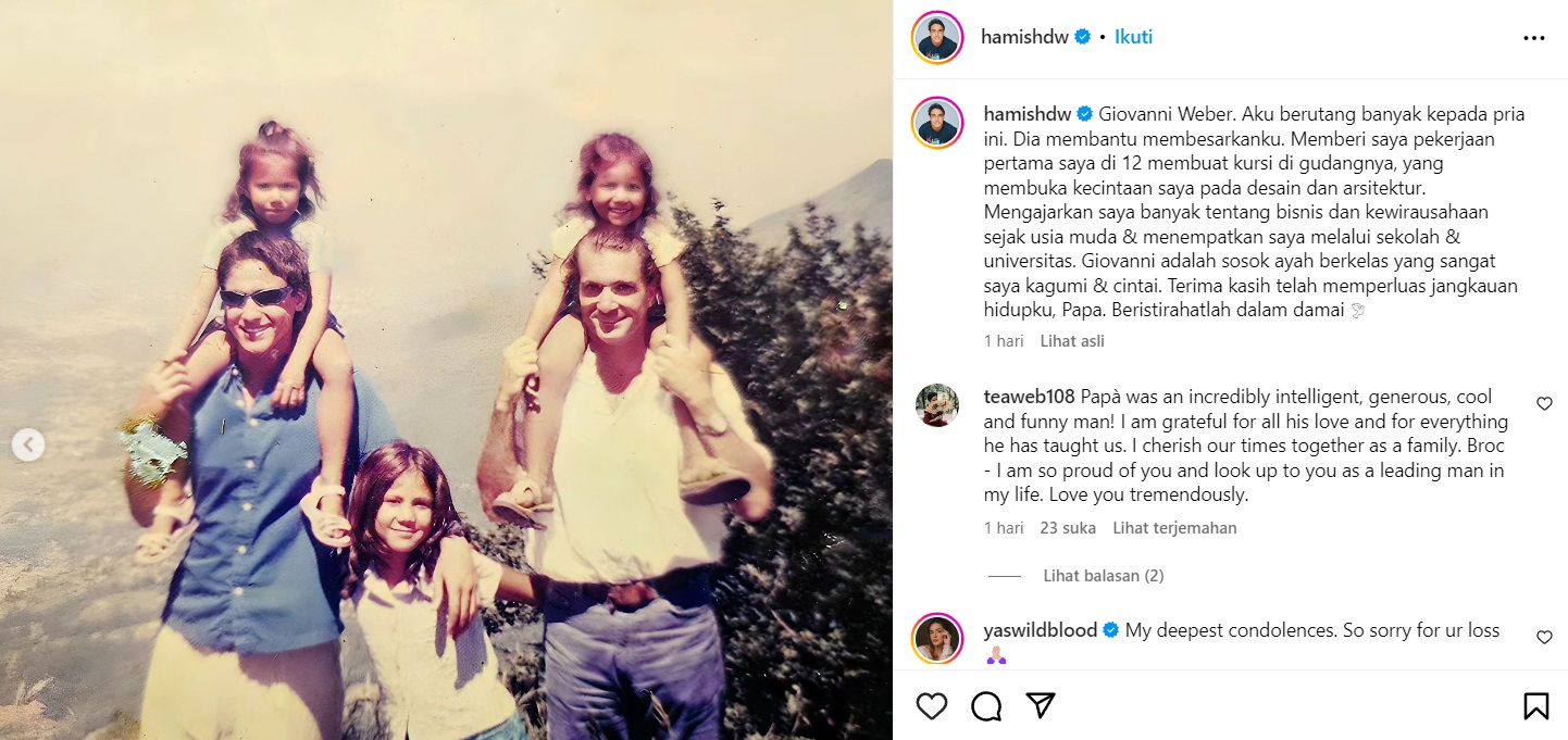 Kabar Duka, Ayah Sambung Hamish Daud Meninggal Dunia