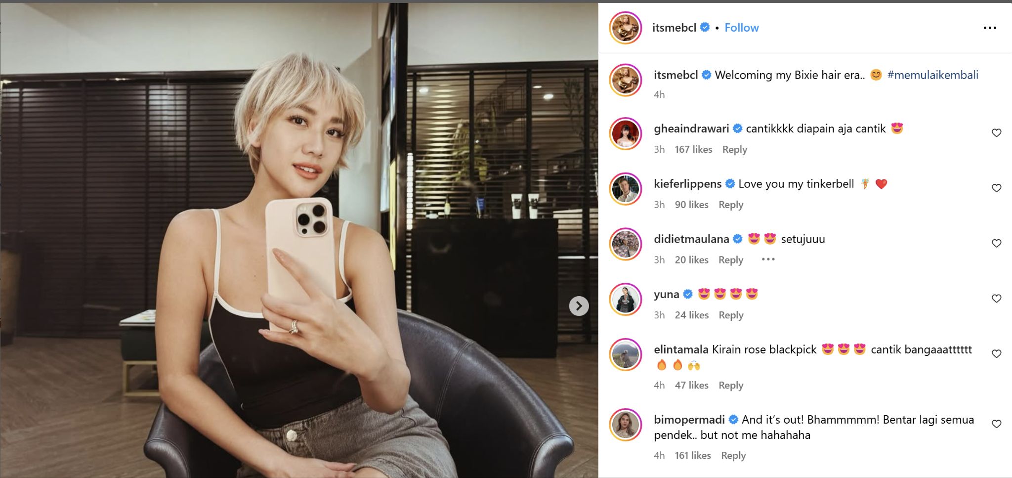 Gaya Rambut Bixie Blonde BCL Bikin Pangling, Cantik Banget!