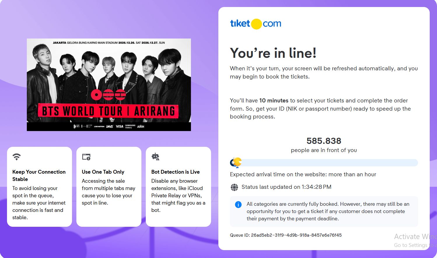 Tiket Konser BTS Jakarta 2026 Habis, 585 Ribu ARMY Tetap Antre Berharap Keajaiban