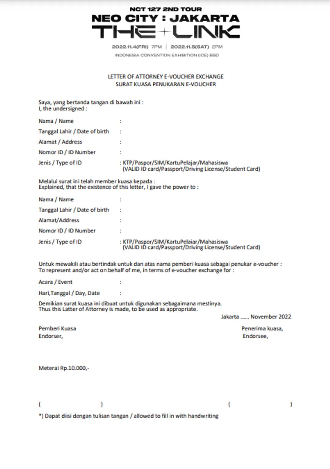 Pindah Tangan Tiket Konser Coldplay Jakarta Wajib Pakai Surat Kuasa, Ini Contohnya