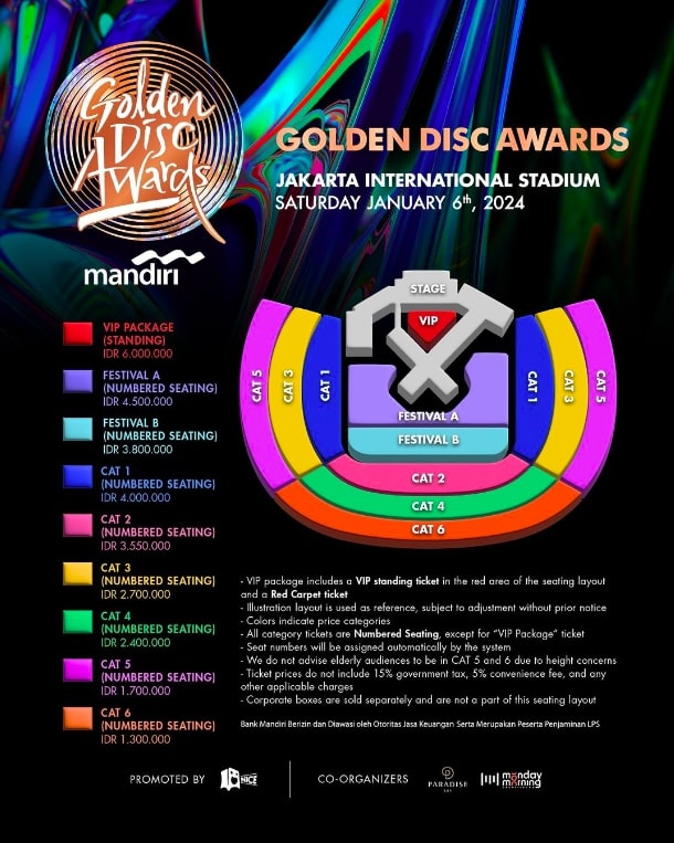 Jadwal Penjualan dan Harga Tiket Golden Disc Awards 2024, Termurah Rp1,3 Juta!