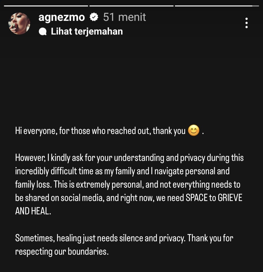 Tak Ucapkan Belasungkawa untuk Kakak Ipar, Agnez Mo: Tidak Semua Hal Perlu Dibagikan di Medsos