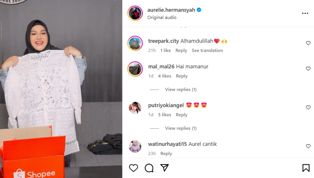 Girang Rasakan Manfaat Layanan Shopee Garansi Bebas Pengembalian, Unggahan Aurel jadi Sorotan