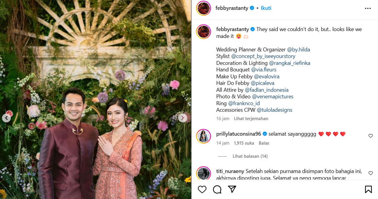 Jarang Umbar Hubungan Asmara, Febby Rastanty Tiba-Tiba Dilamar Perwira Polisi