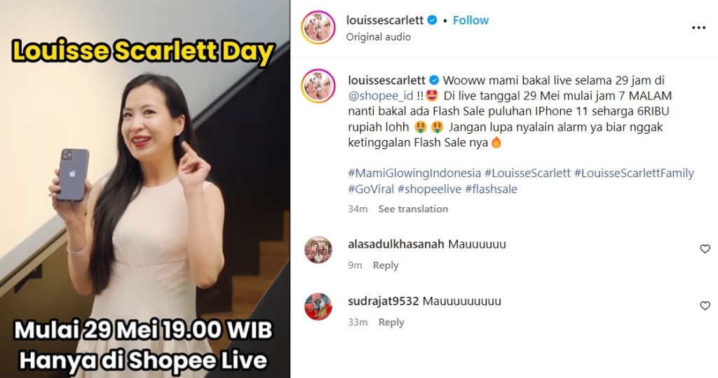 Flash Sale Puluhan iPhone 11 Cuma Rp6 Ribu di Shopee Live, 29 Jam Nonstop Dipandu Mami Louisse yang Pernah Raup Rp7,5 Miliar di Shopee Live!