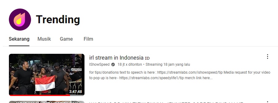 Pecah! IRL Live Streaming IShowSpeed di Indonesia Trending Nomor 1 YouTuber Hari Ini