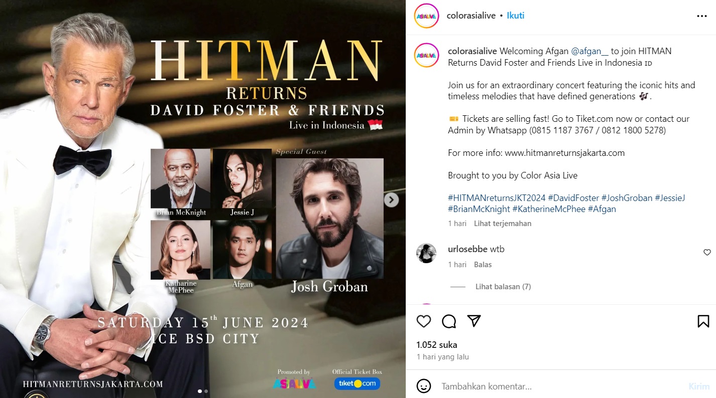 Afgan Ikut Memeriahkan Konser David Foster di Indonesia