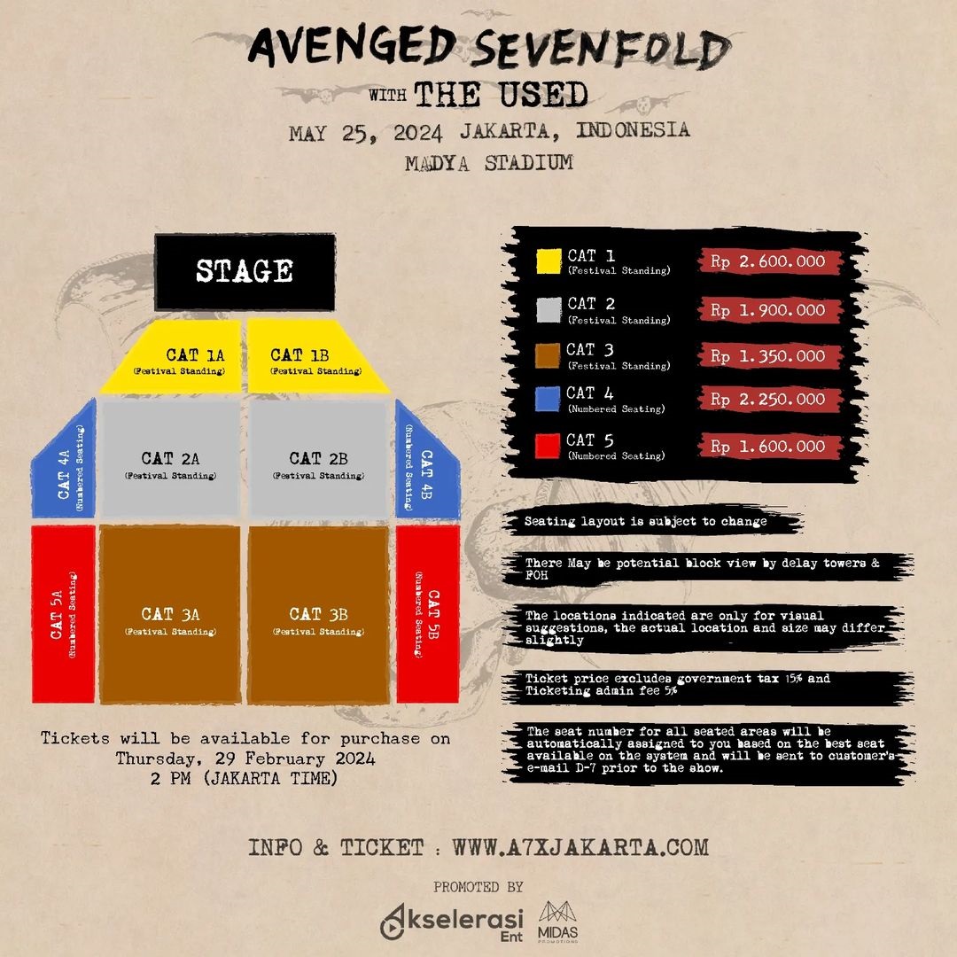 Avenged Sevenfold dan The Used Konser di Jakarta 25 Mei 2024