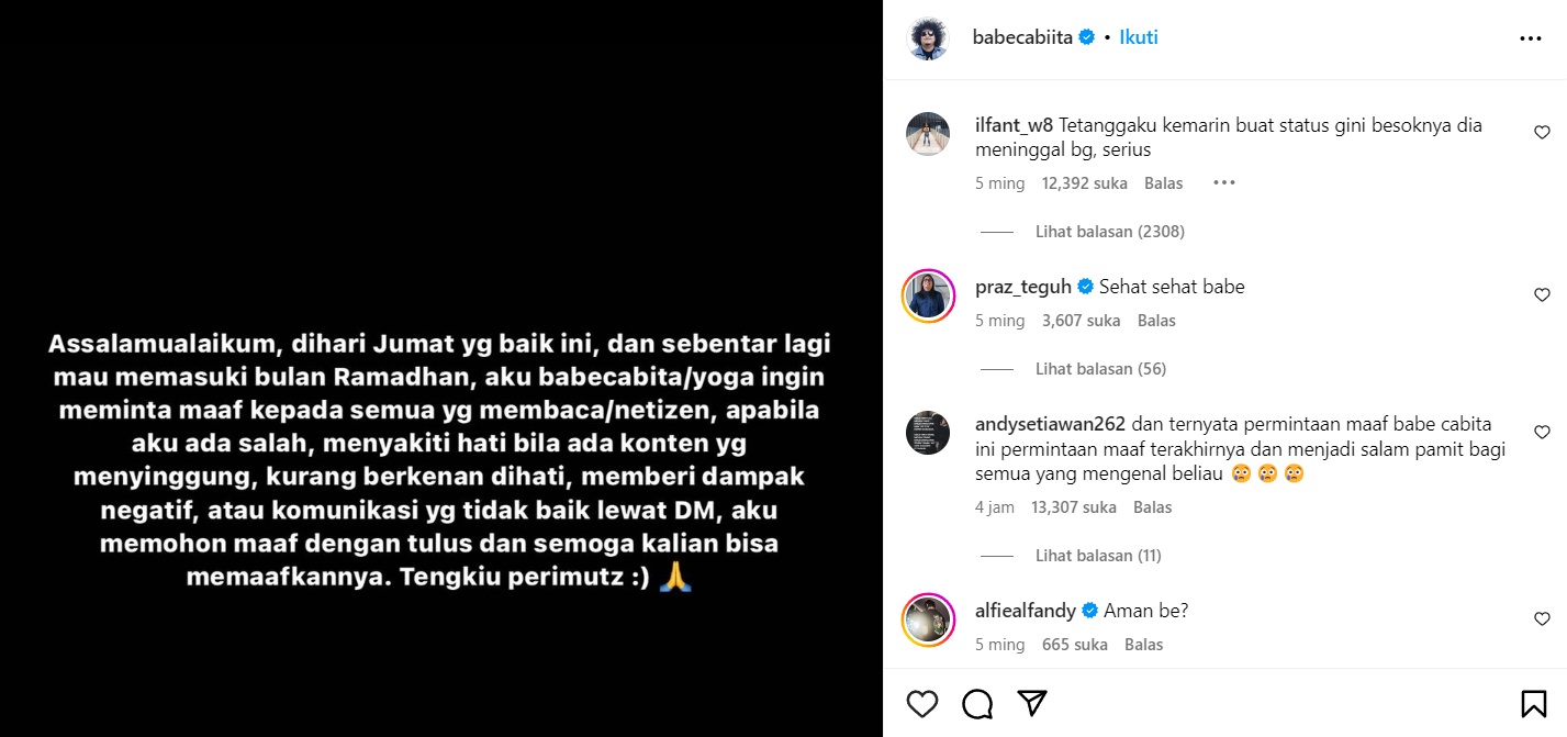 Komedian Babe Cabita akan Dimakamkan di TPU Cirendeu usai Salat Ashar
