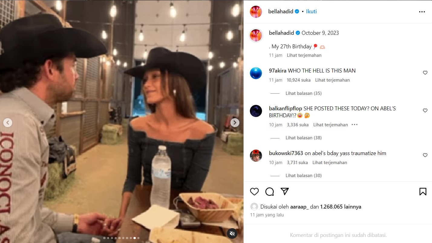 Bella Hadid Unggah Foto dengan Pacar Barunya saat Rayakan Momen Ulang Tahun