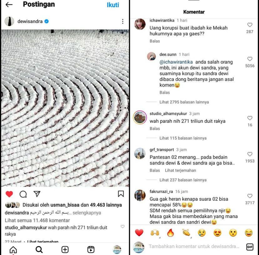 Salah Alamat! Warganet Malah Serang Instagram Dewi Sandra Buntut Kasus Korupsi Harvey Moeis