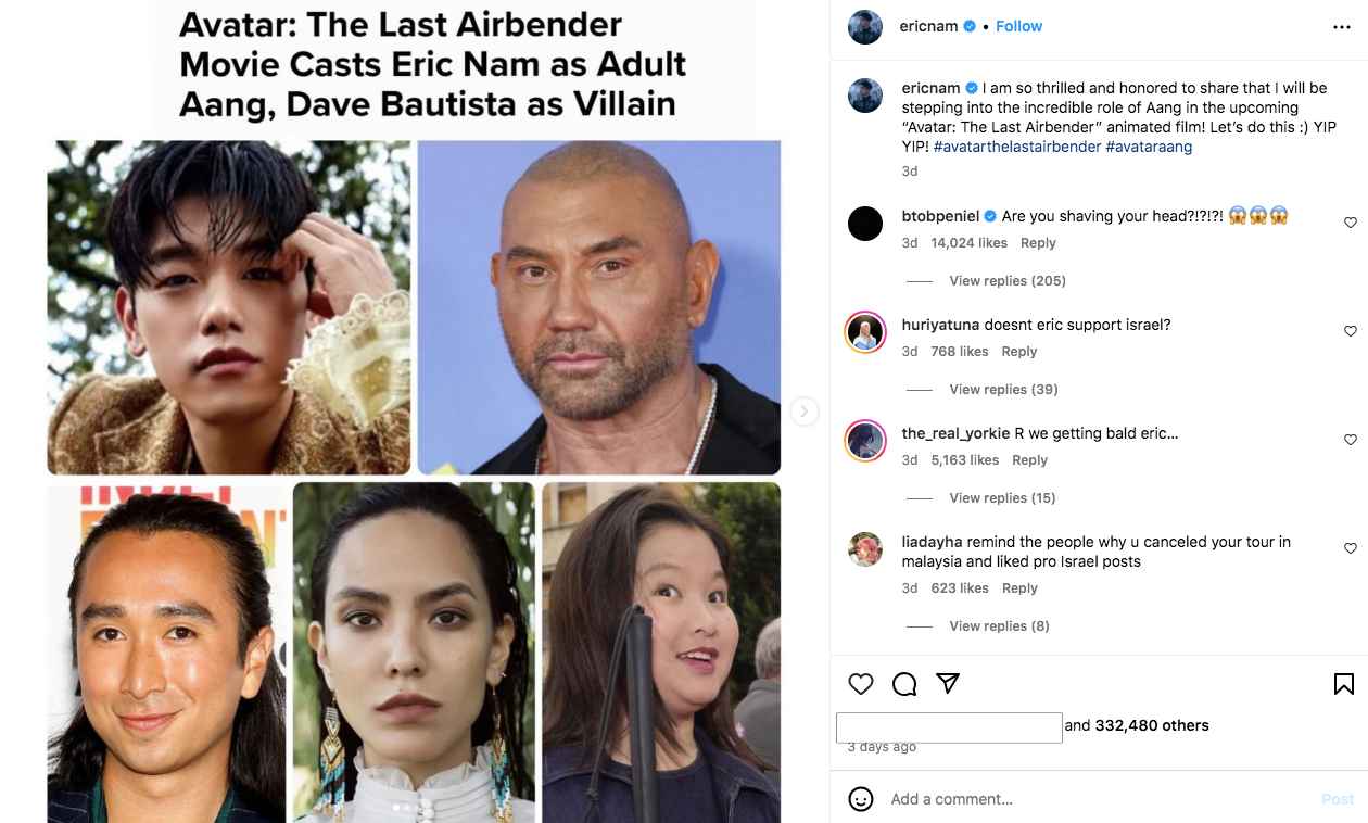 Eric Nam Jadi Pengisi Suara Aang di Animasi <i>Avatar: The Last Airbender</i>
