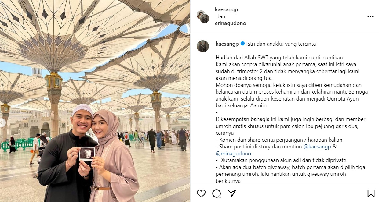 Erina Gudono Hamil, Kaesang Pangarep Bagi-bagi Umrah Gratis bagi Ibu Pejuang Kehamilan