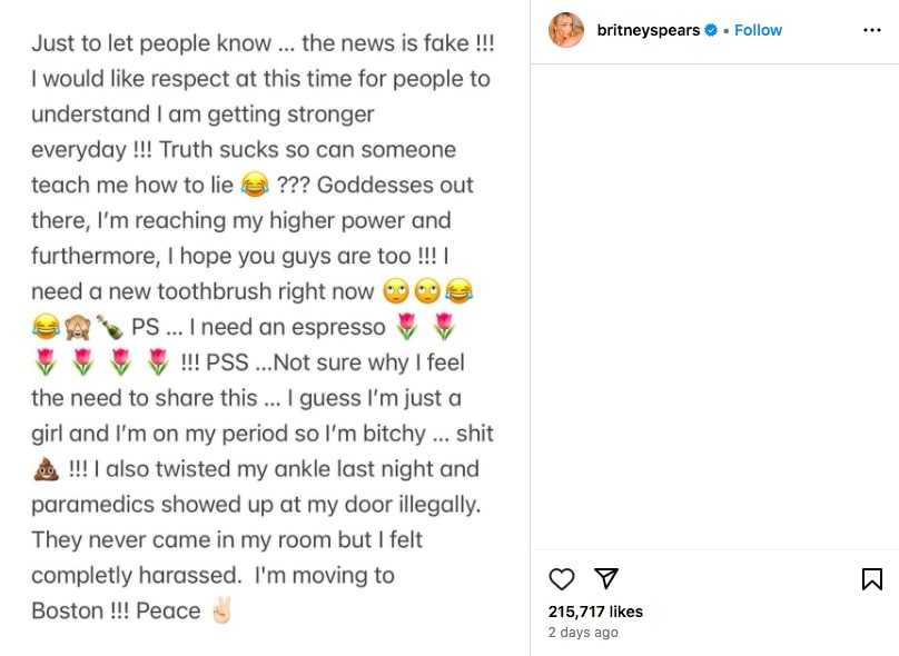Britney Spears Bantah Terlibat Perkelahian dengan Teman Pria di Hotel AS