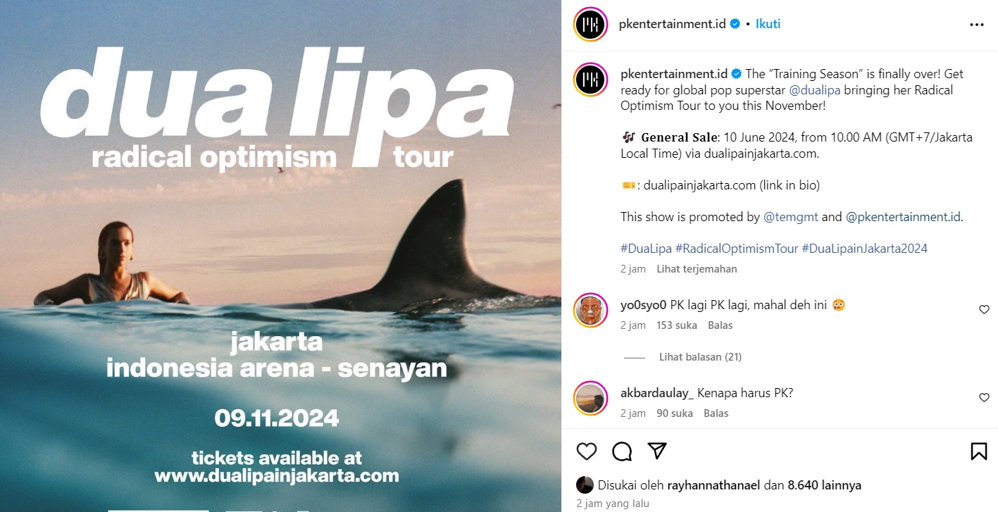 Dua Lipa Konser di Jakarta 9 November, Catat Tanggal Penjualan Tiketnya!