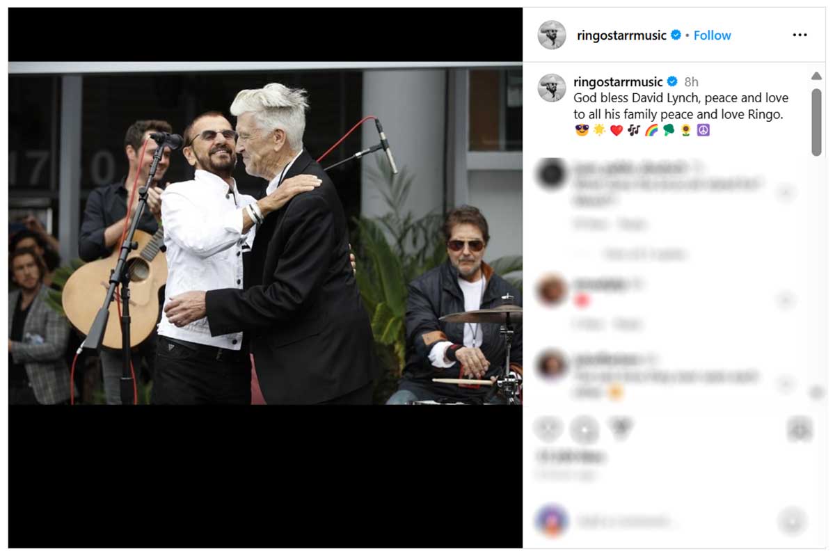 David Lynch Tutup Usia, Ringo Starr hingga Mike Portnoy Ucapkan Belasungkawa