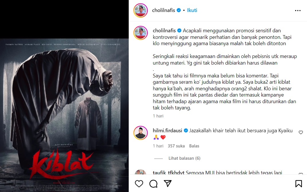 MUI Larang Film Kiblat Tayang di Bioskop, Ini Alasannya