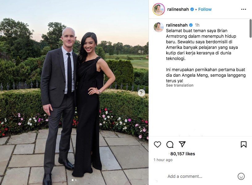 Raline Shah Tanggapi Rumor Pernah Menikah dengan Brian Armstrong