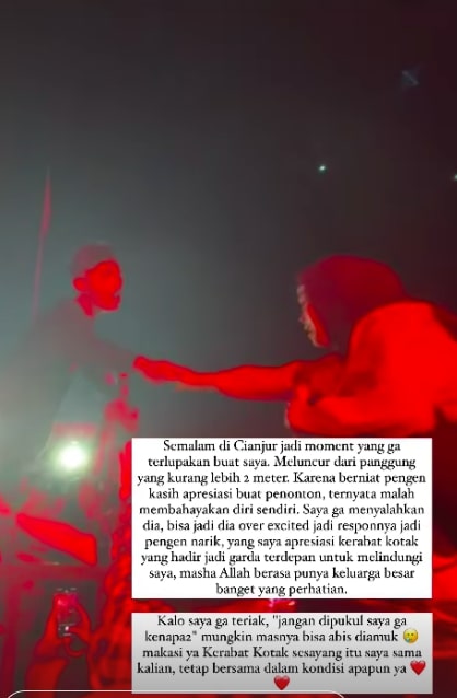 Ditarik Penggemar, Tantri Kotak Jatuh dari Panggung Setinggi 2 Meter