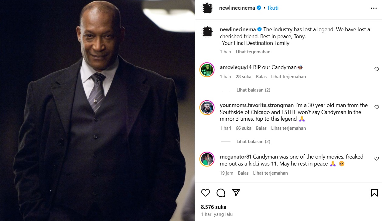 Aktor Tony Todd Pemeran Candyman Meninggal Dunia