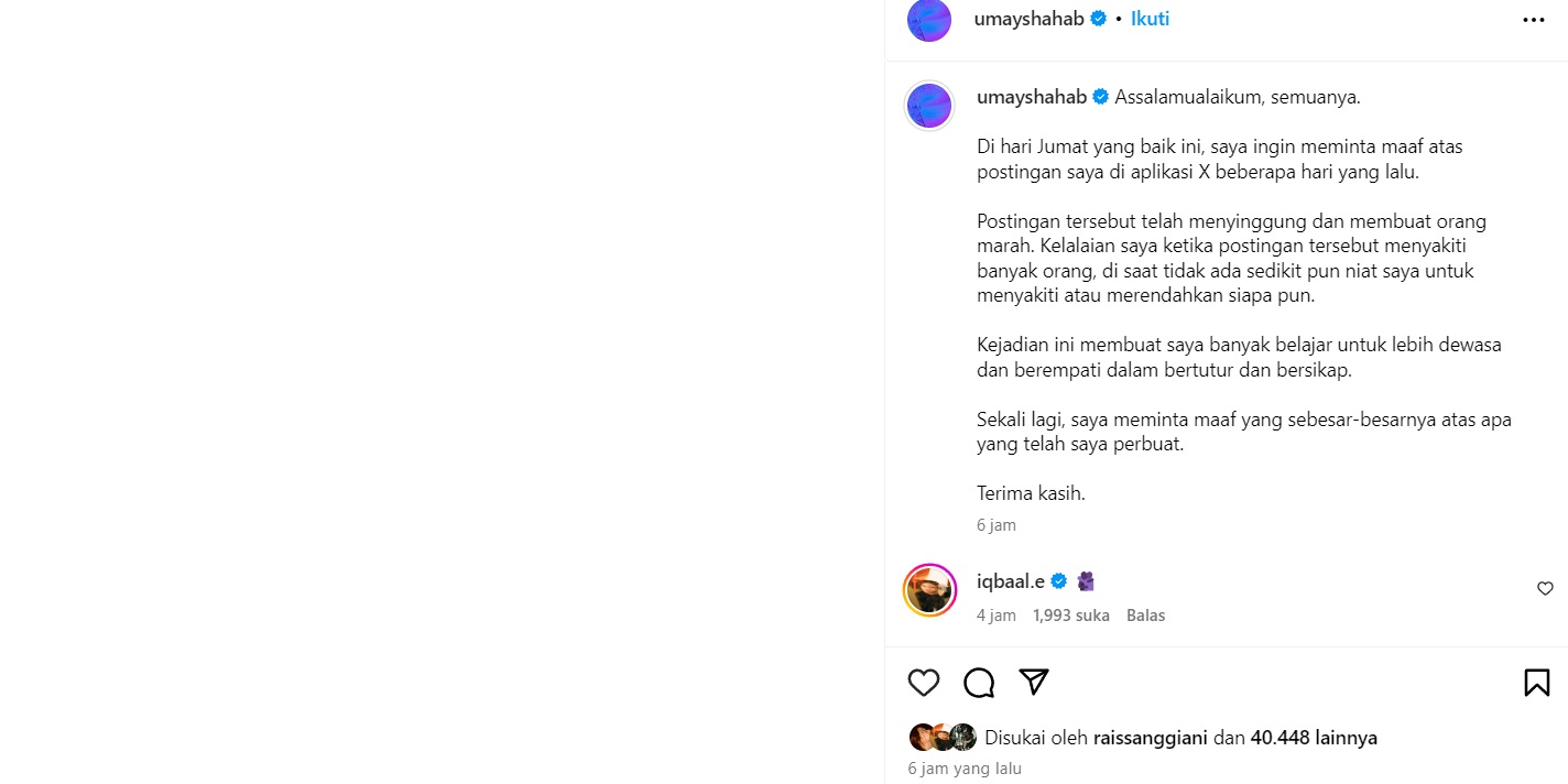 Panen Hujatan Usai Sindir Program Makan Gratis, Umay Shahab Minta Maaf