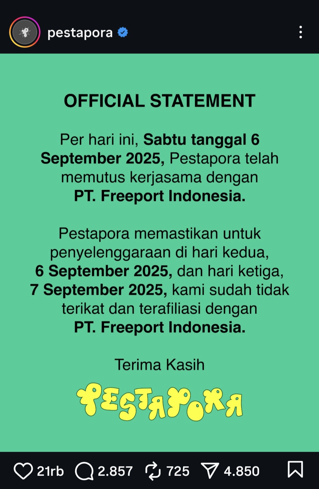 Belasan Band Boikot dan Mundur dari Festival Musik Pestapora 2025, Termasuk Hindia dan Navicula