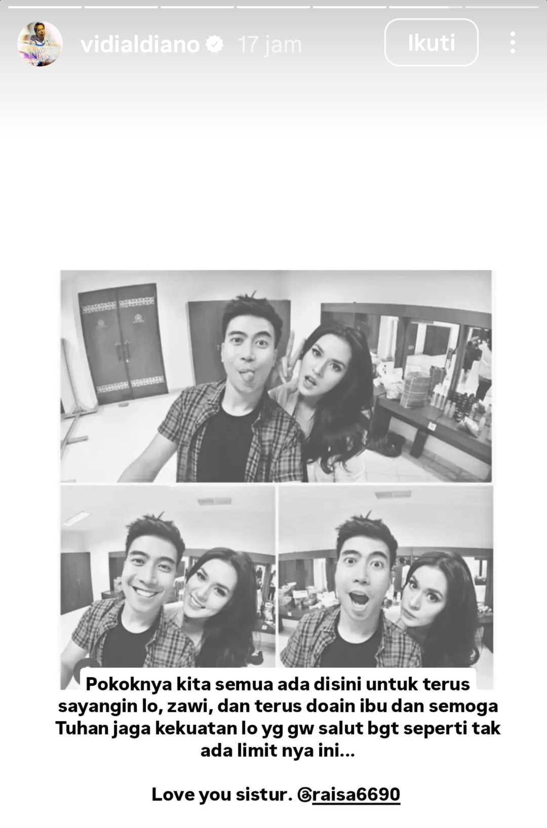 Pesan Haru Vidi Aldiano untuk Raisa