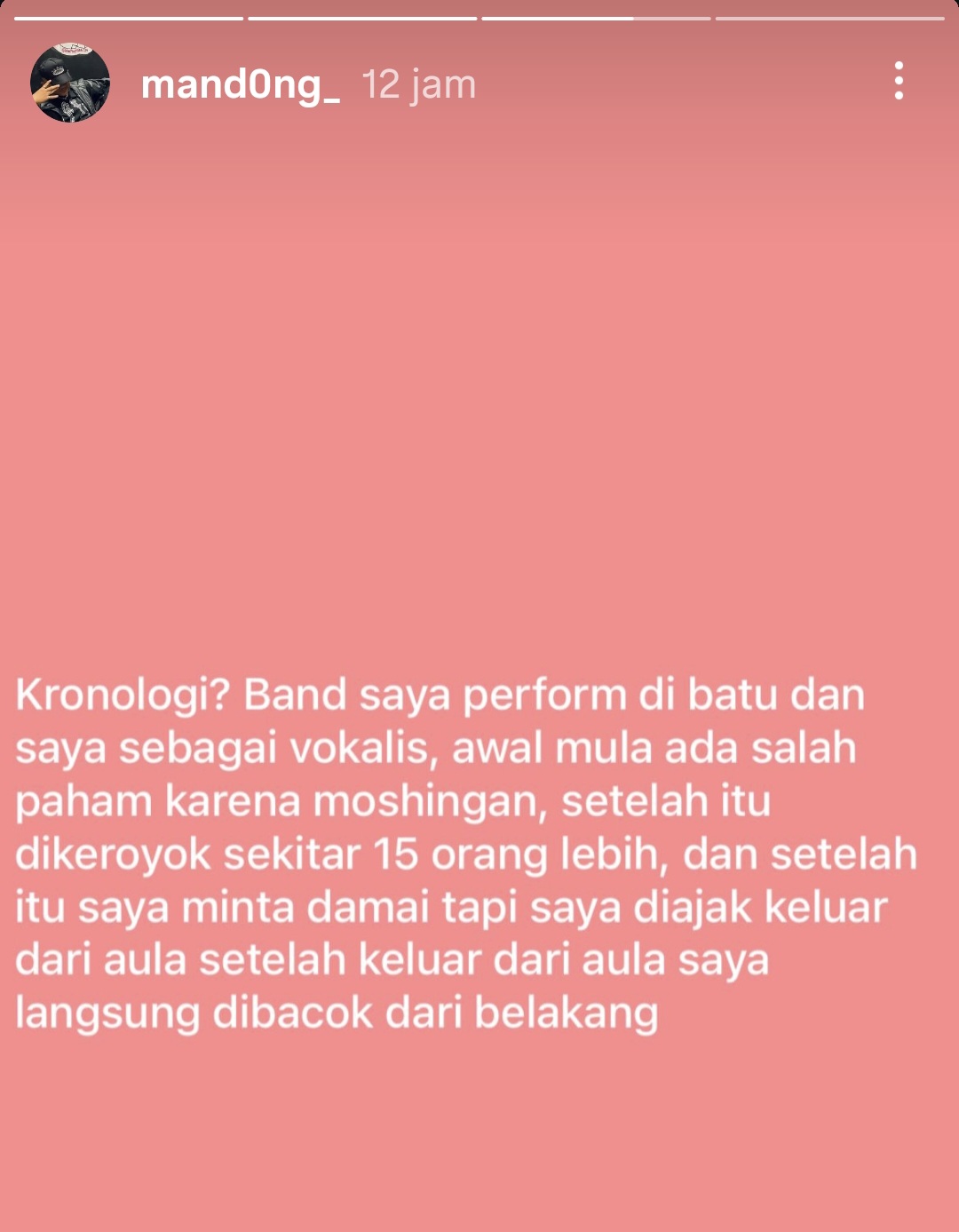 Vokalis Band Hardcore Dibacok saat Tampil di Kota Batu