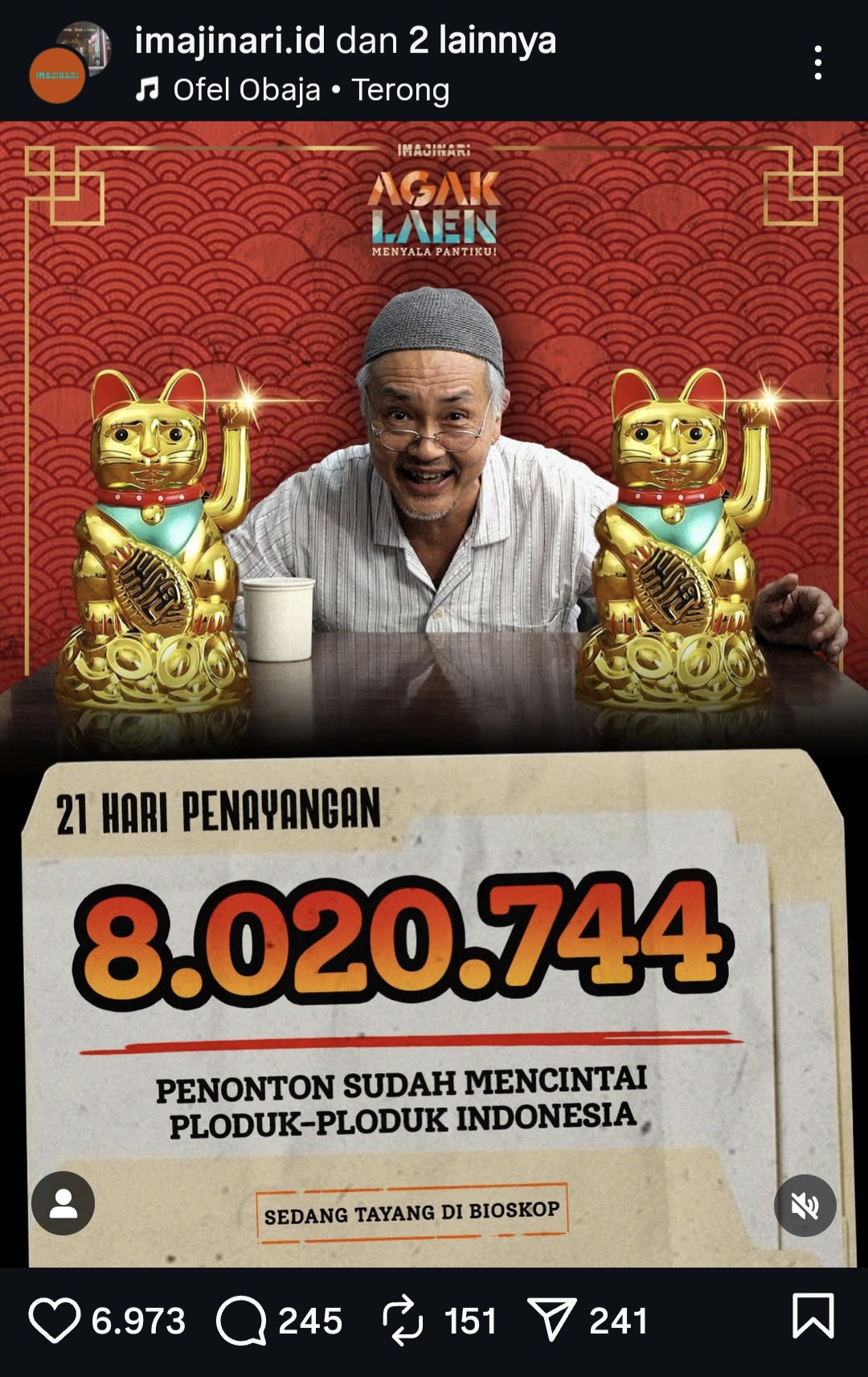 Bersaing dengan Avatar, Agak Laen: Menyala Pantiku Tembus 8 Juta Penonton