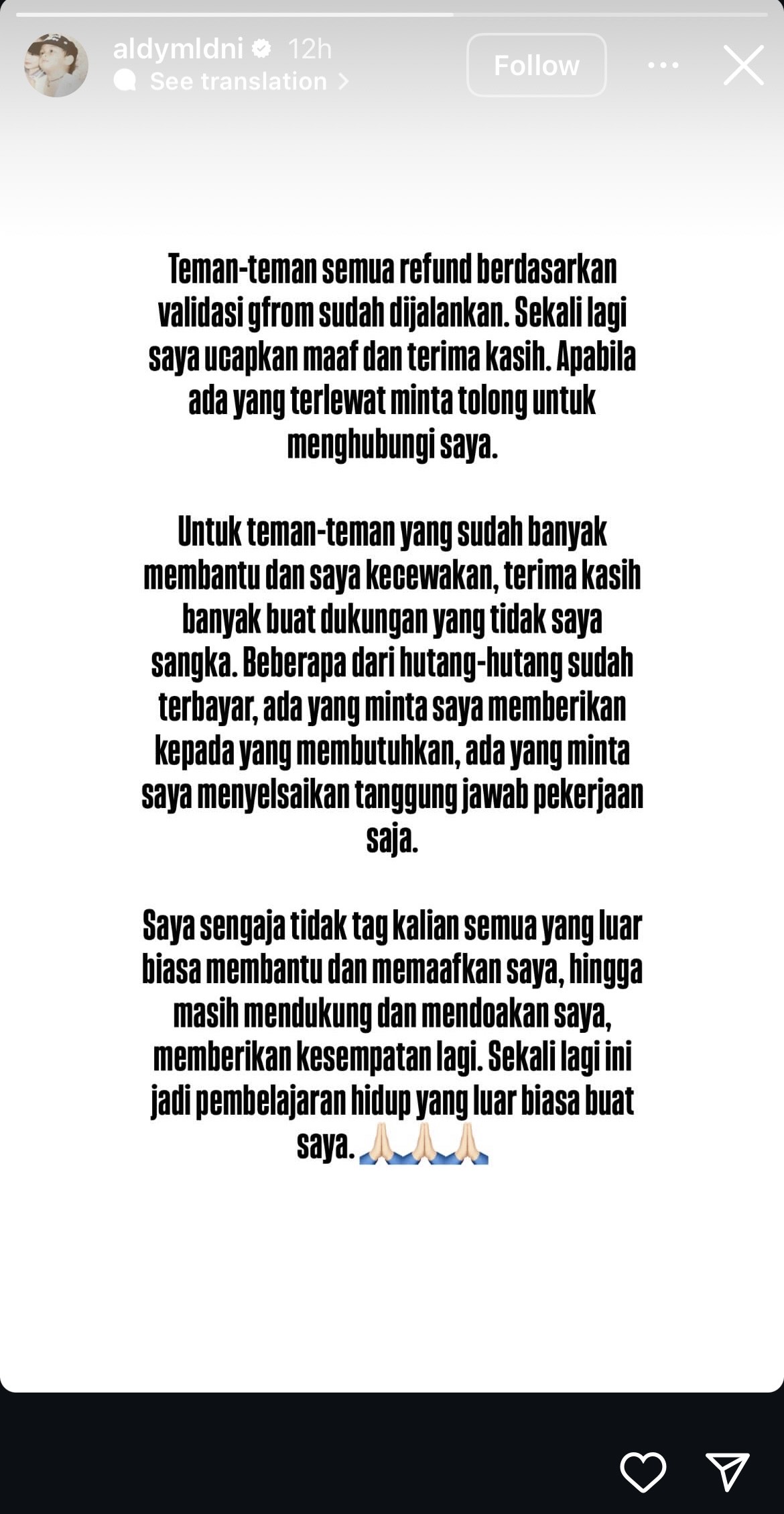 Aldy Maldini Mulai Kembalikan Uang Korban Penipuan Dinner