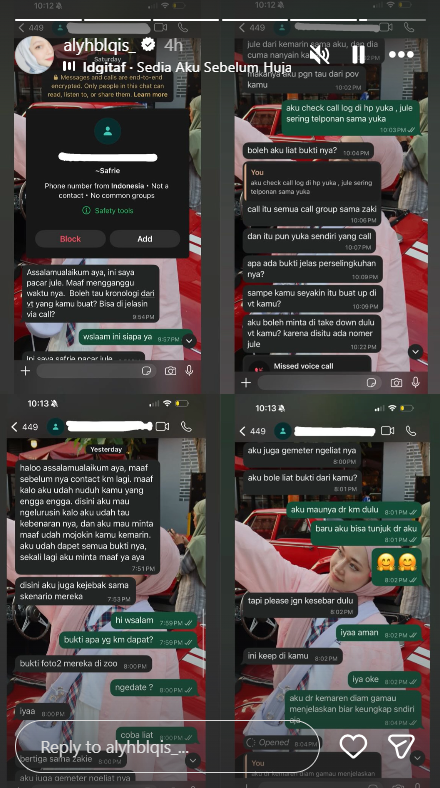 Pacar Jule Hubungi Aliyah Balqis Usai Bongkar Perselingkuhan Yuka, Ini Isi Pesannya