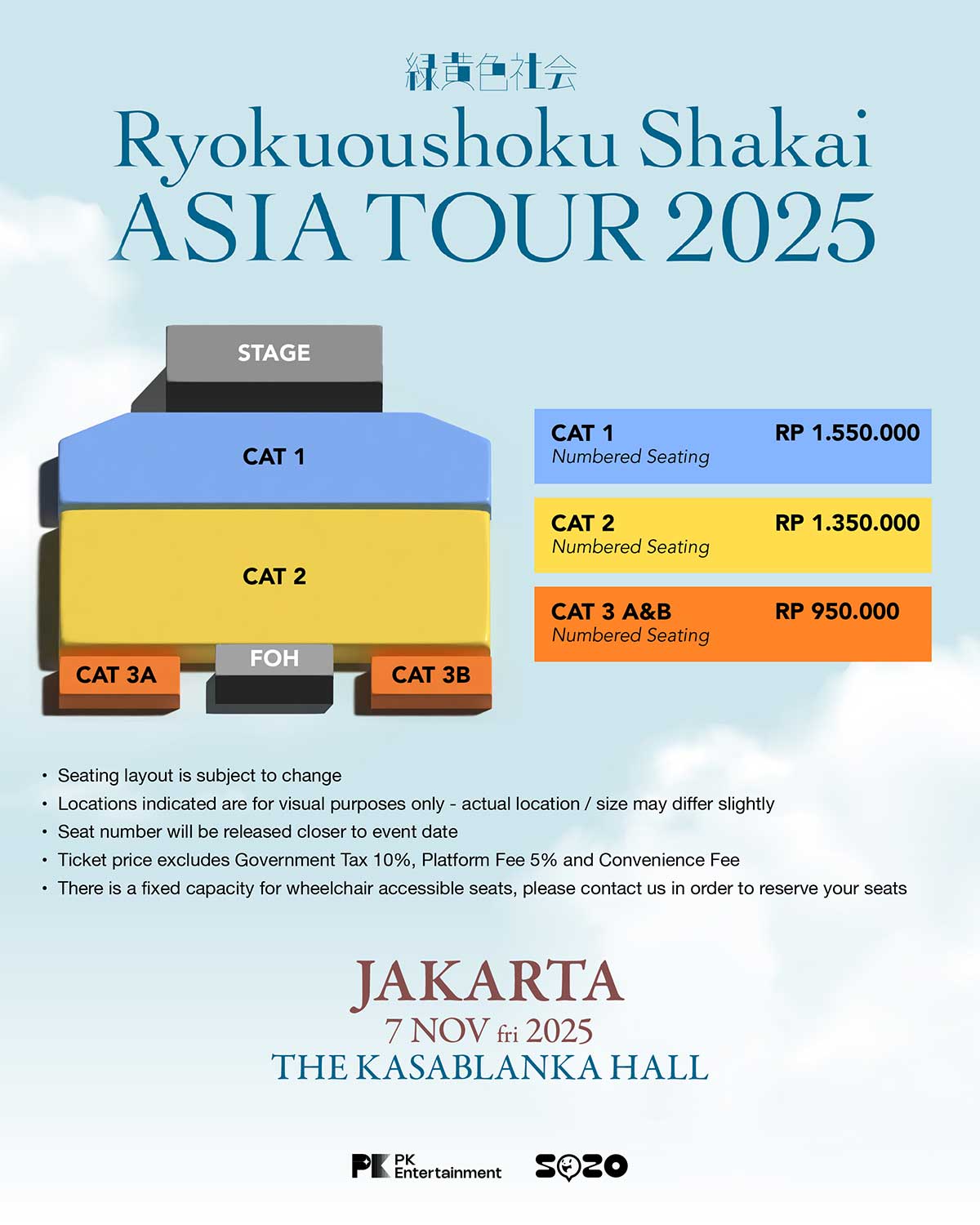Info Lengkap Tiket Konser Perdana Ryokuoushoku Shakai di Jakarta