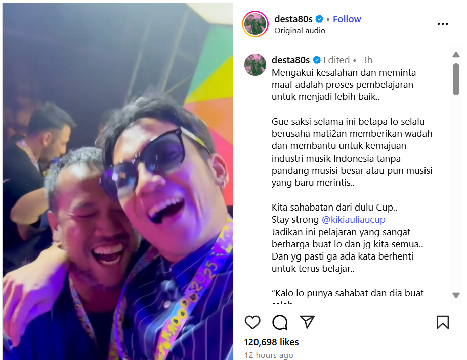 Peluk Vincent & Desta Untuk Kiki Ucup Usai Sejumlah Musisi Mundur Dari Pestapora 2025