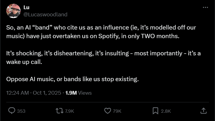 Band Ini Geram, Musiknya Ditiru AI dan Lebih Ngetop Lagu Tiruan AI Itu di Spotify