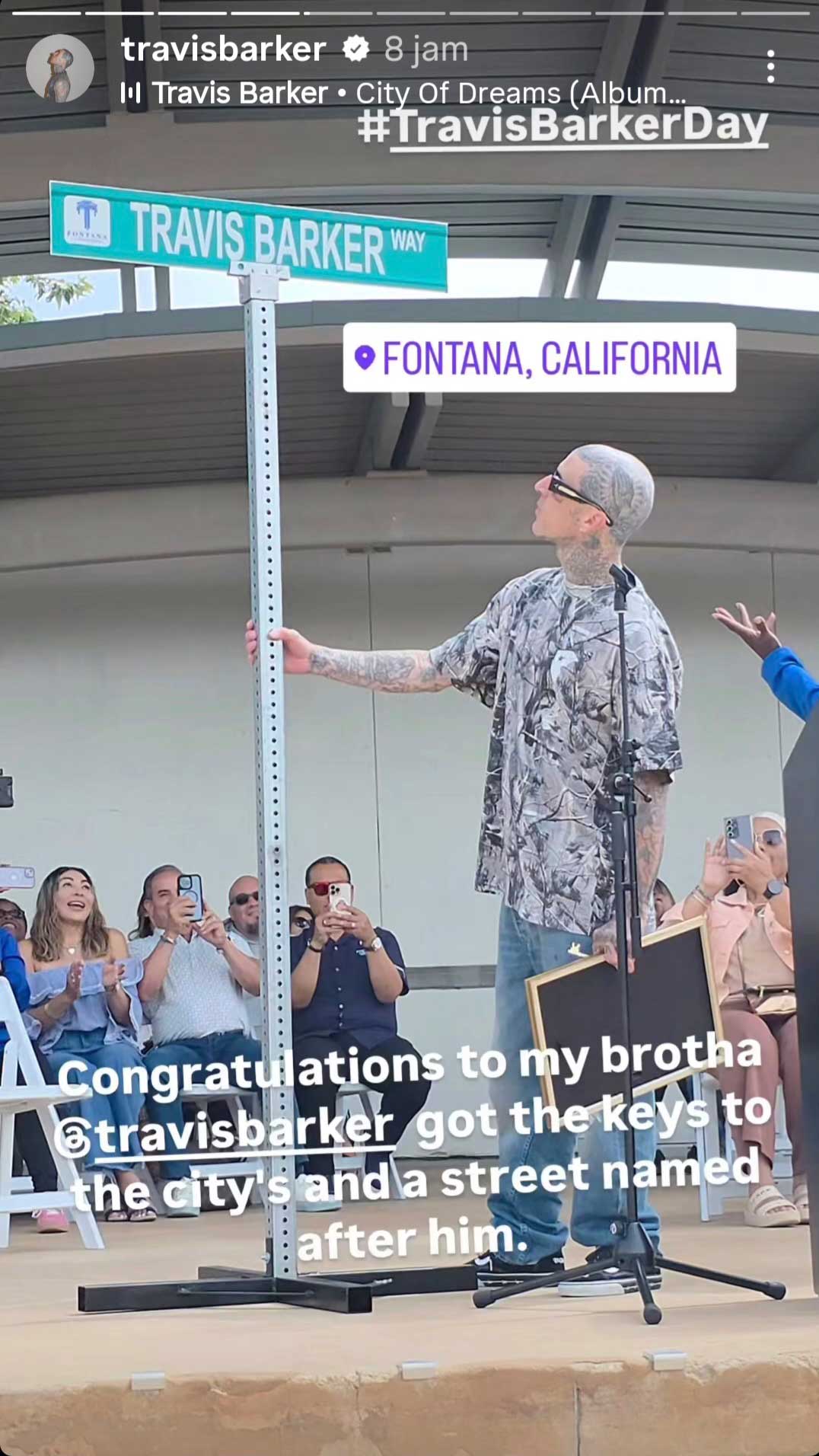 Drummer Blink-182 Travis Barker Diabadikan Jadi Nama Jalan di Amerika Serikat